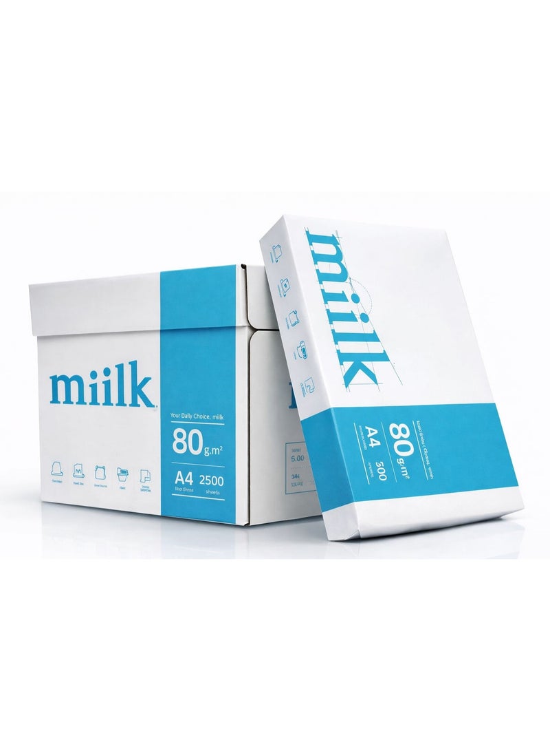 MIILK A4 Copy & Printer Paper 2 x 500 Sheets – 80 GSM – Smooth, Double-Sided, Jam-Free – Multipurpose for Office & Home. - Image 3
